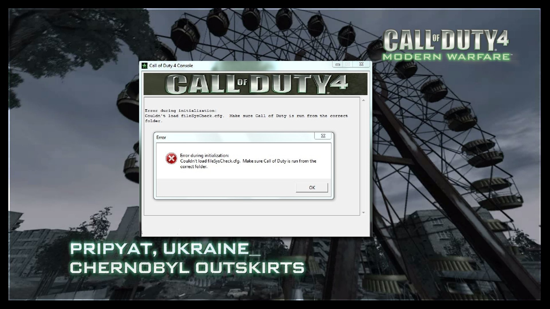call of duty 4 pc iw3mp.exe has stopped working